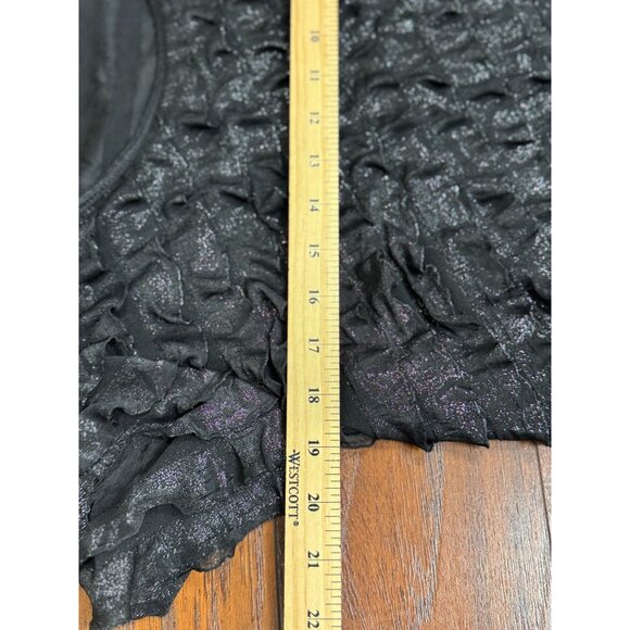 Notations Black Ruffle Sparkle L Dress Short Sleeve Shimmer Party Cocktail - Picture 11 of 13